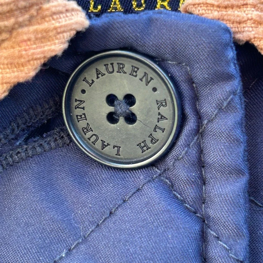 Lauren Ralph Lauren Jacket Womens PS Navy Quilted Corduroy Collar Barn Coat